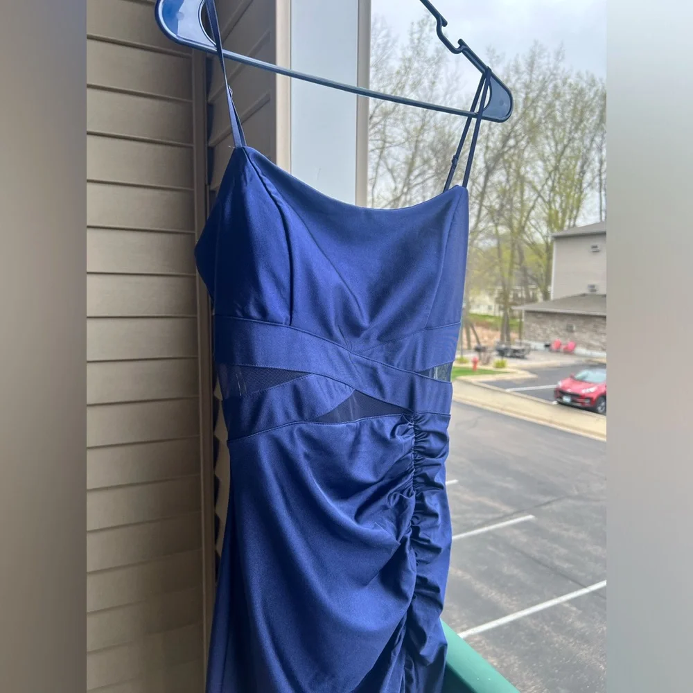 ๐ Emerald Sundae Navy Ruched Cutout Evening Prom Gown Size L - Picture 6 of 11